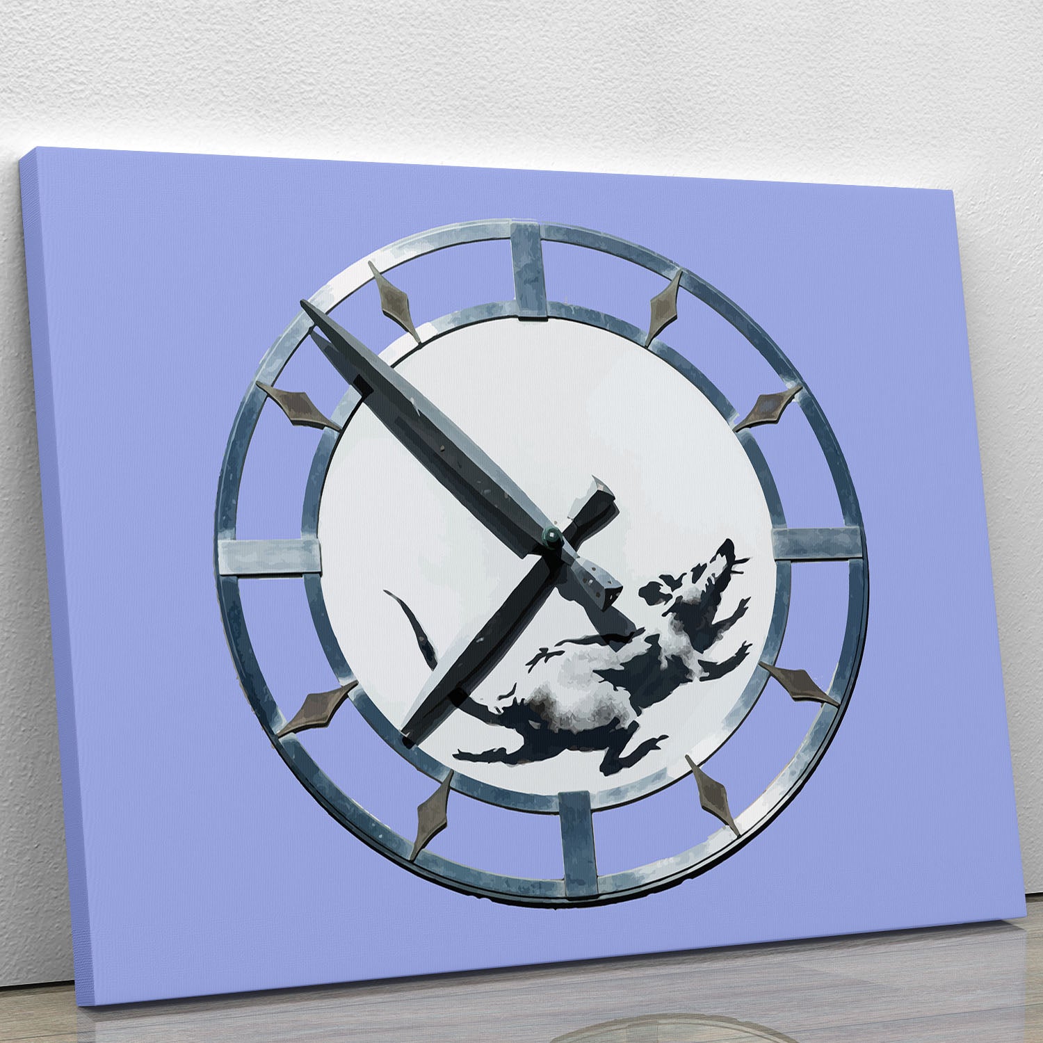 Banksy New York Clock Rat Blue Canvas Print or Poster - Canvas Art Rocks - 1