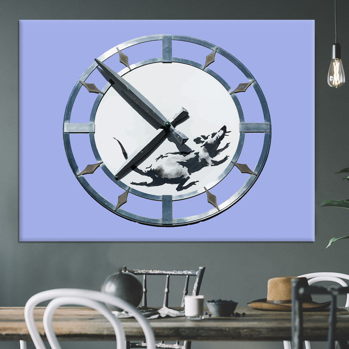 Banksy New York Clock Rat Blue Canvas Print or Poster - Canvas Art Rocks - 3