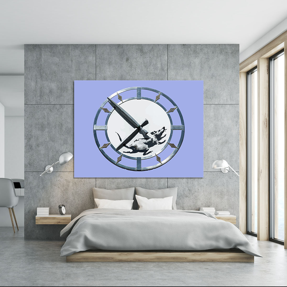 Banksy New York Clock Rat Blue Canvas Print or Poster - Canvas Art Rocks - 5