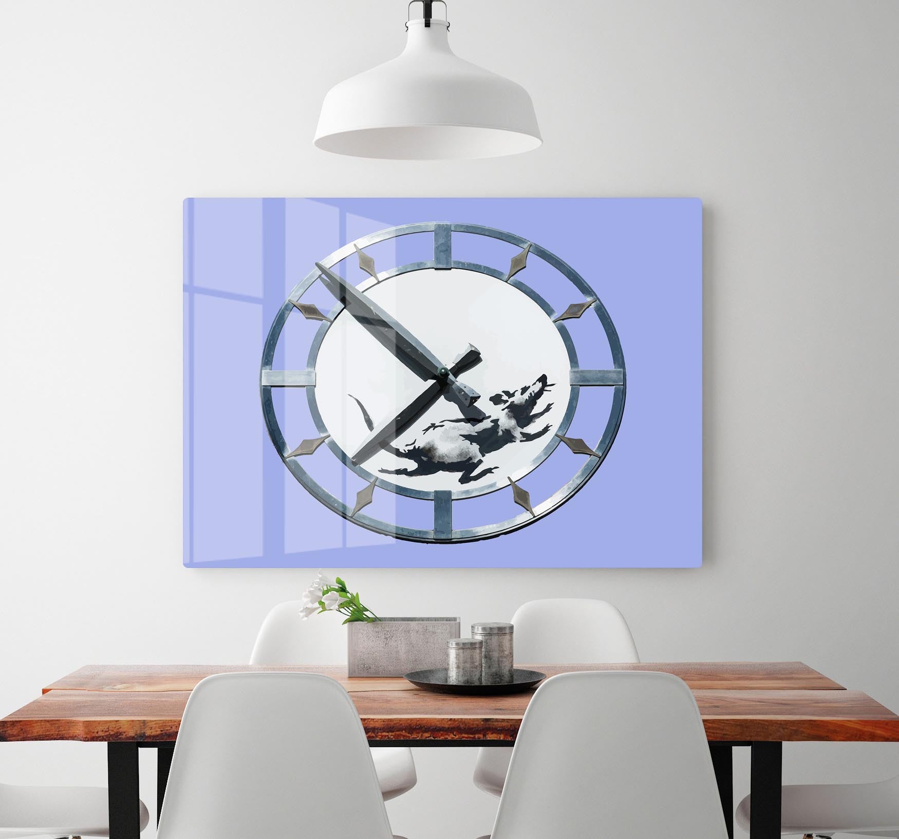 Banksy New York Clock Rat Blue Acrylic Block - Canvas Art Rocks - 2