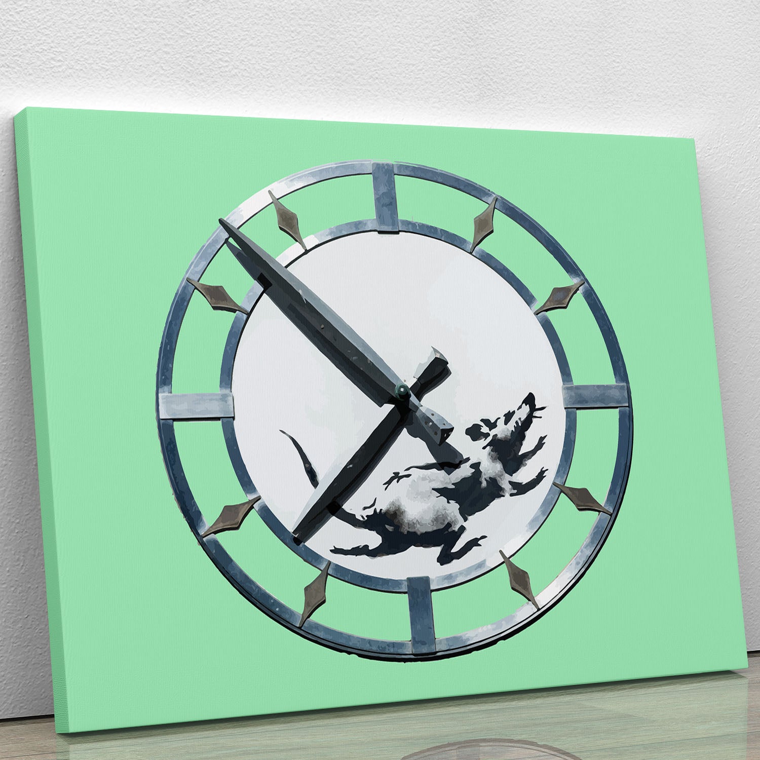 Banksy New York Clock Rat Green Canvas Print or Poster - Canvas Art Rocks - 1