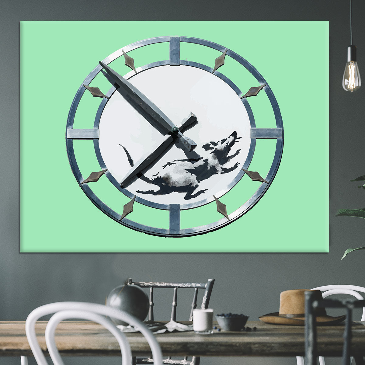 Banksy New York Clock Rat Green Canvas Print or Poster - Canvas Art Rocks - 3