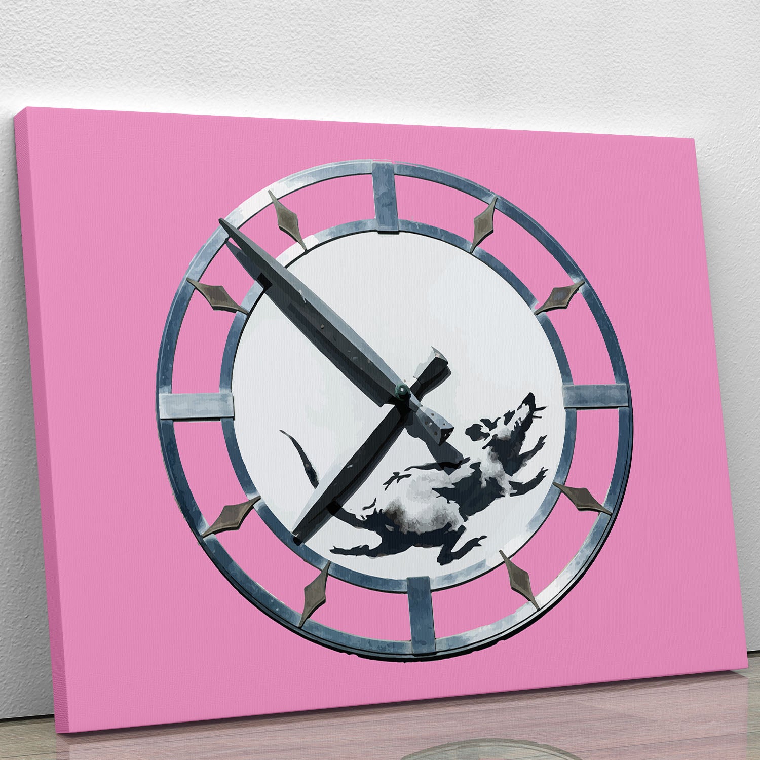 Banksy New York Clock Rat Pink Canvas Print or Poster - Canvas Art Rocks - 1