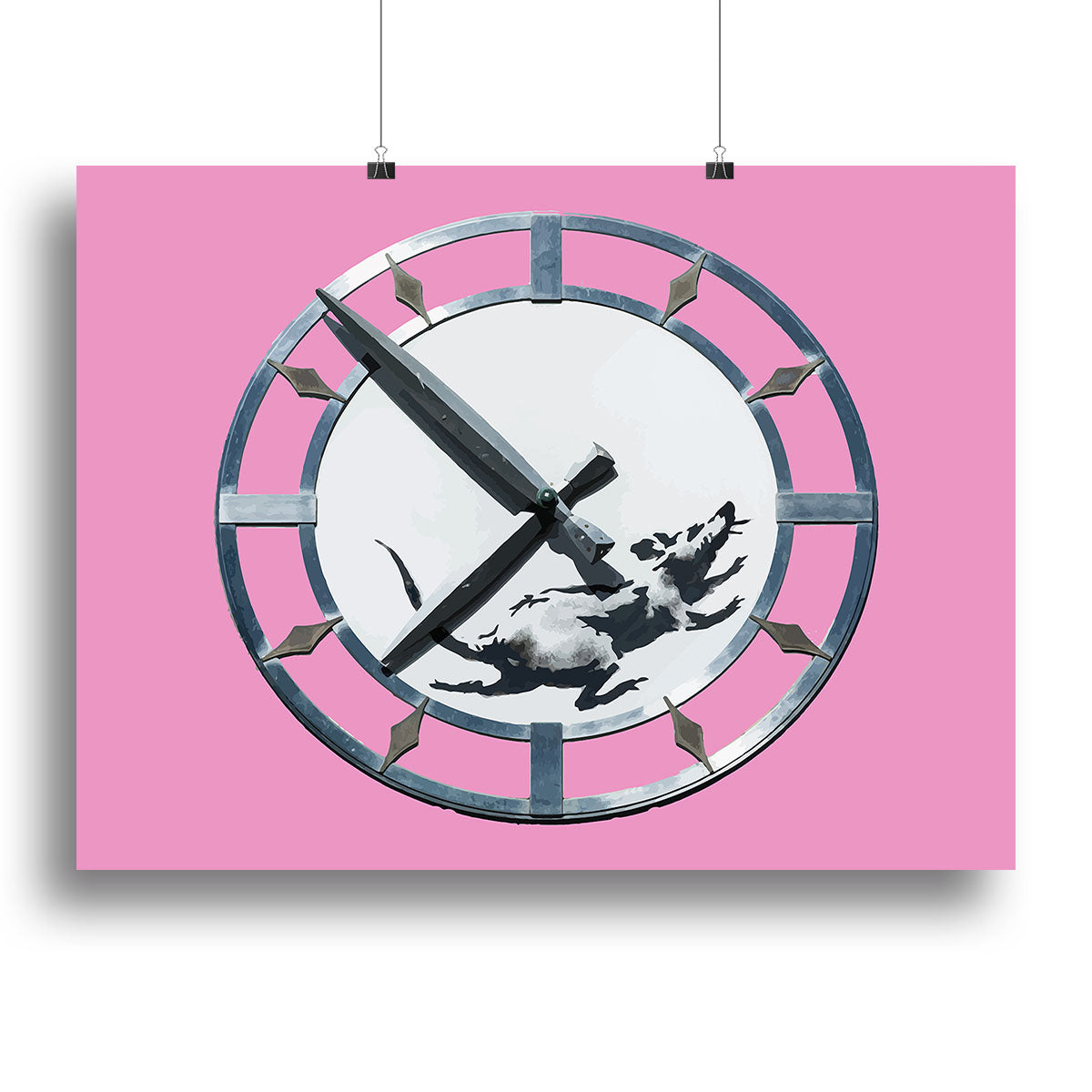 Banksy New York Clock Rat Pink Canvas Print or Poster - Canvas Art Rocks - 2