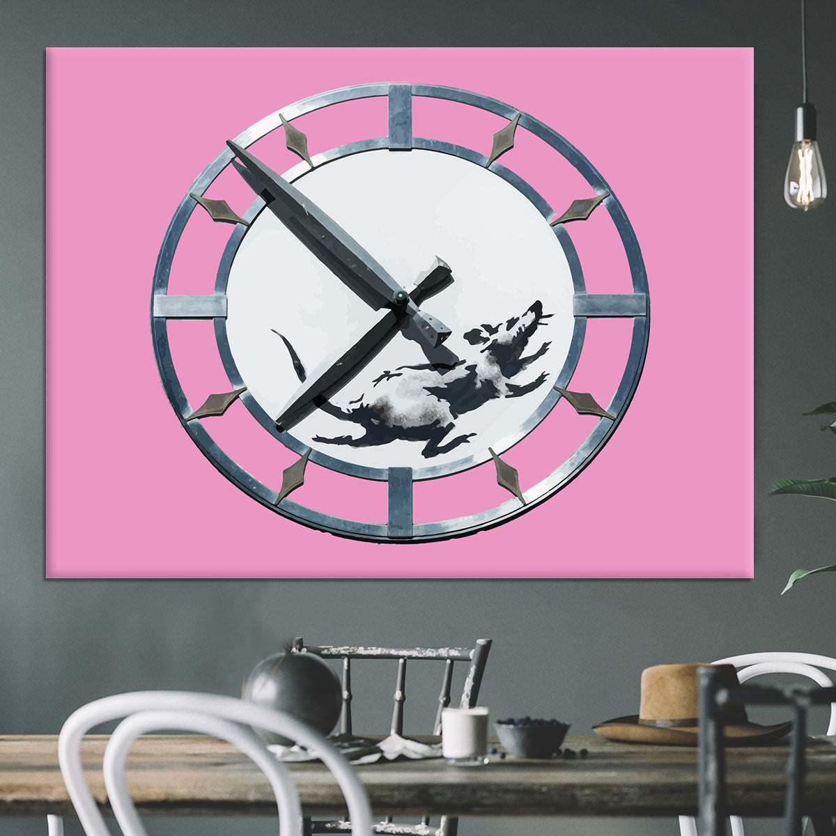 Banksy New York Clock Rat Pink Canvas Print or Poster - Canvas Art Rocks - 3
