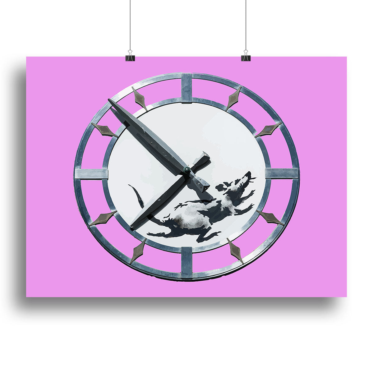 Banksy New York Clock Rat Purple Canvas Print or Poster - Canvas Art Rocks - 2