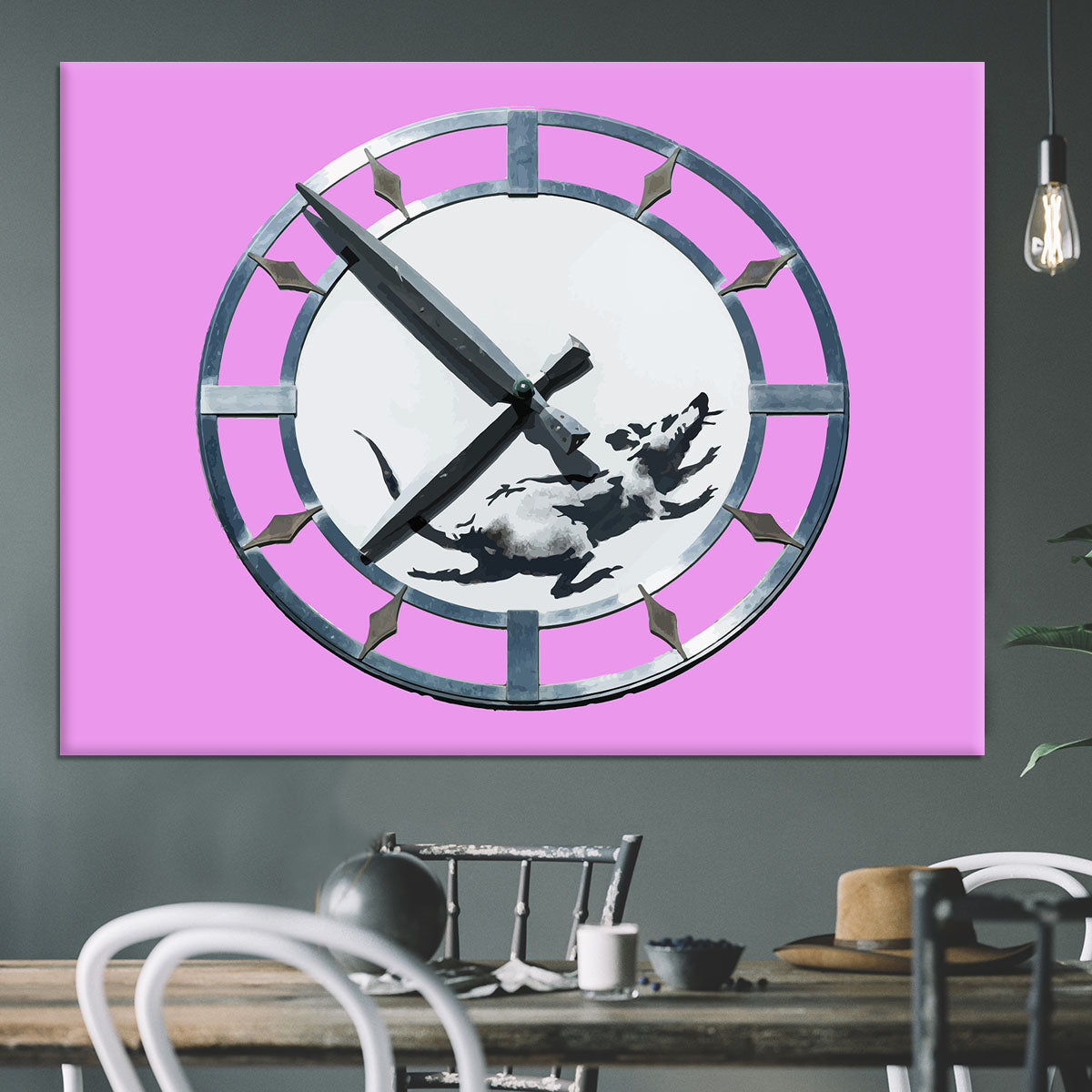 Banksy New York Clock Rat Purple Canvas Print or Poster - Canvas Art Rocks - 3