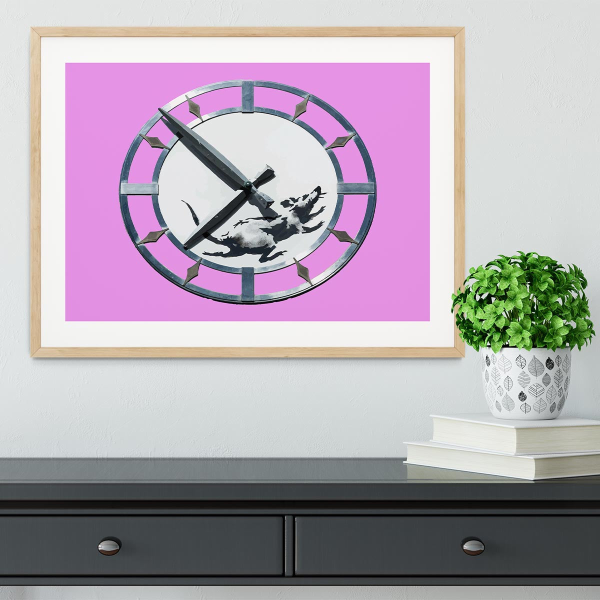 Banksy New York Clock Rat Purple Framed Print - Canvas Art Rocks - 3