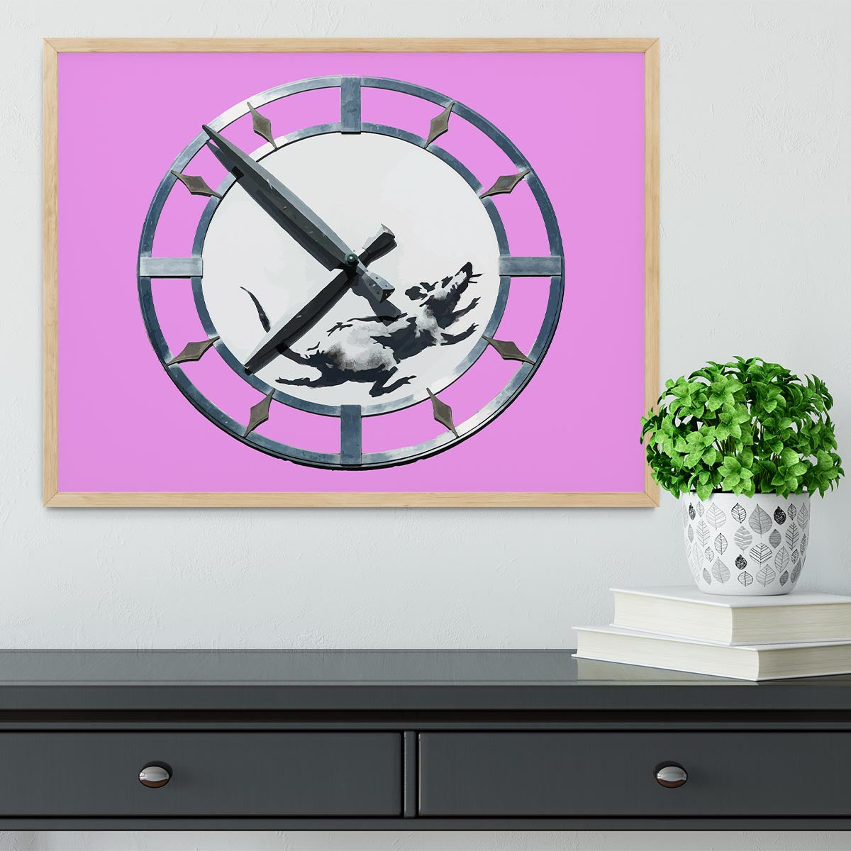 Banksy New York Clock Rat Purple Framed Print - Canvas Art Rocks - 4