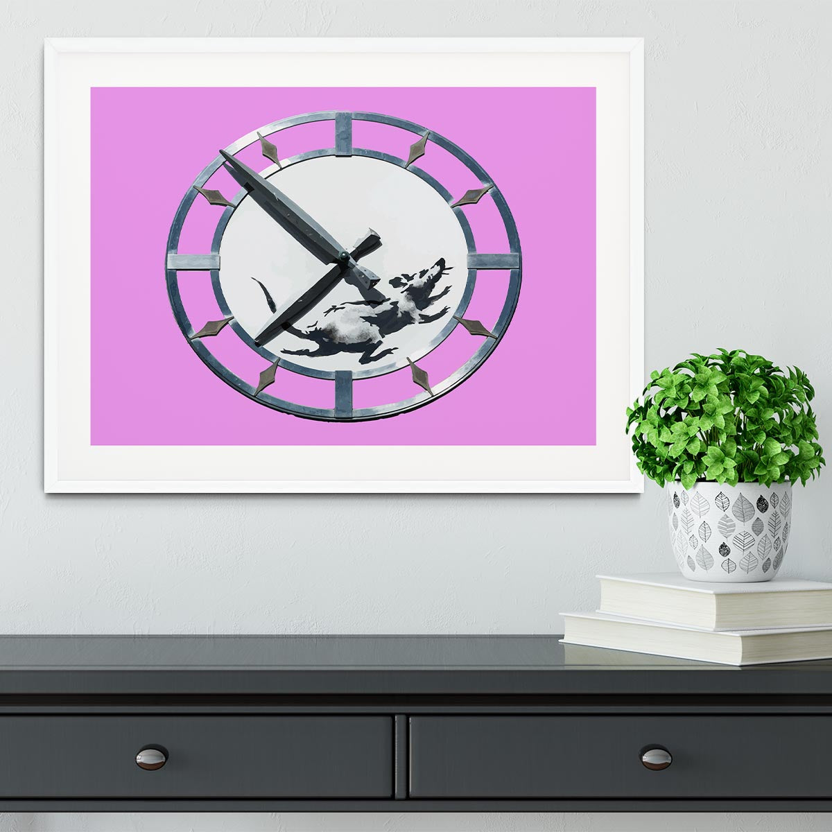 Banksy New York Clock Rat Purple Framed Print - Canvas Art Rocks - 5