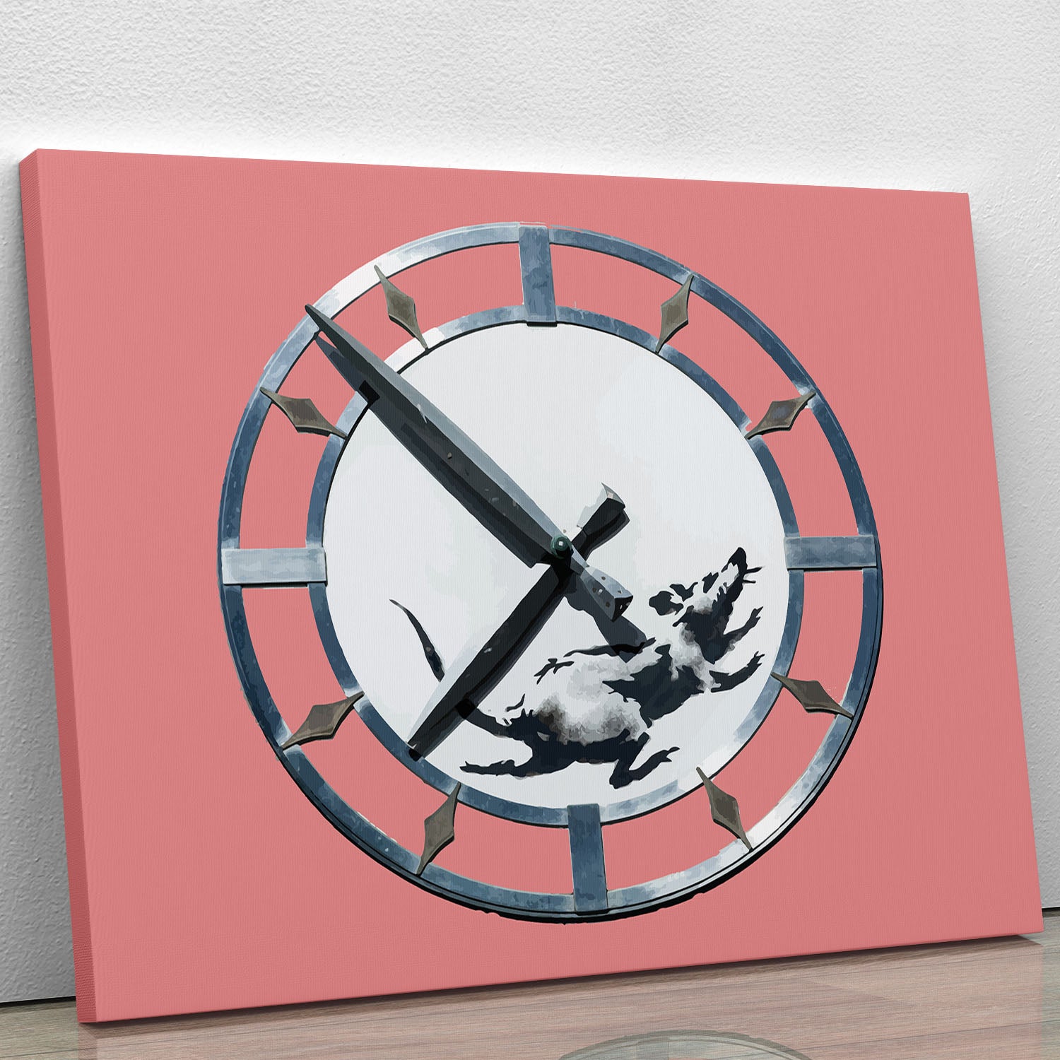Banksy New York Clock Rat Red Canvas Print or Poster - Canvas Art Rocks - 1