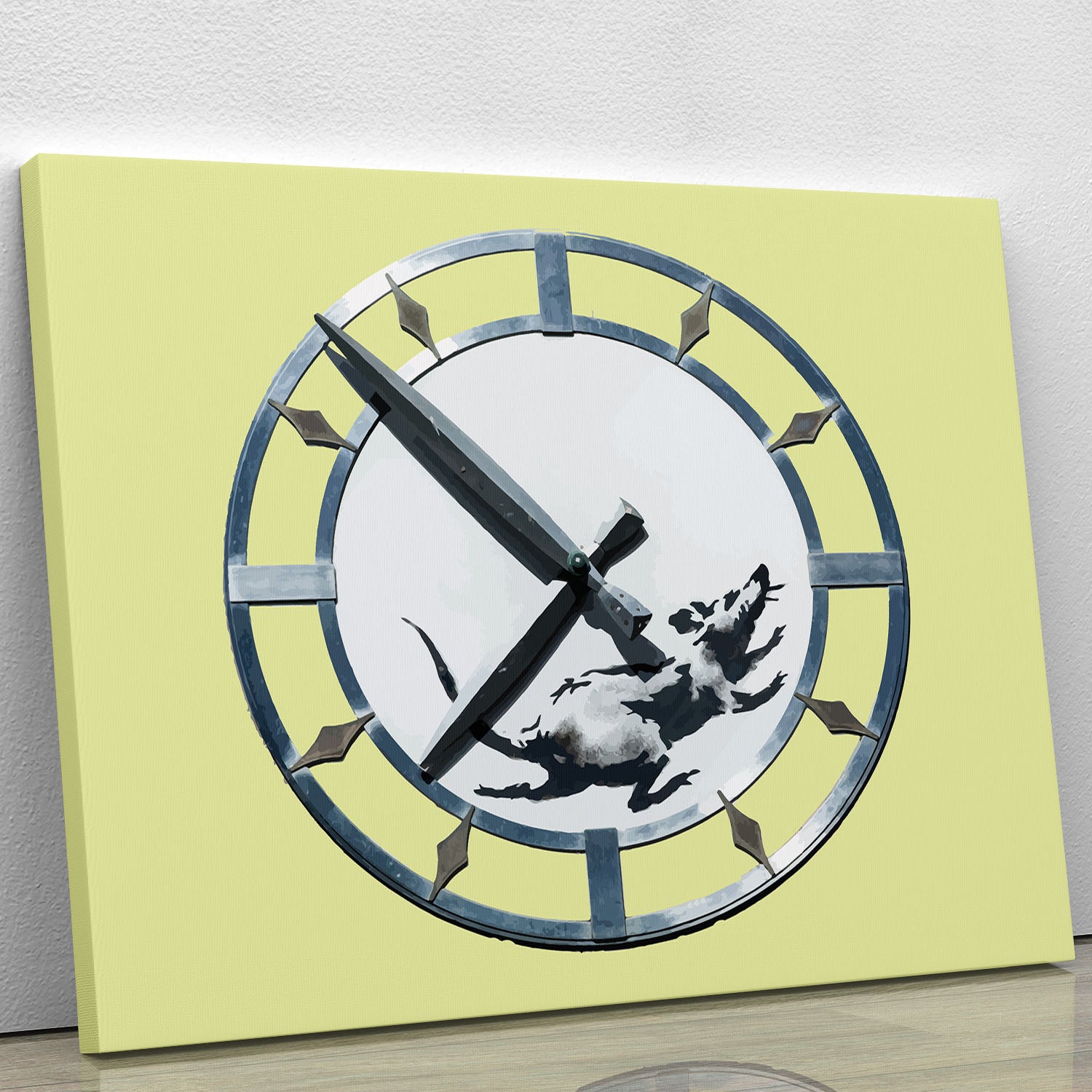 Banksy New York Clock Rat Yellow Canvas Print or Poster - Canvas Art Rocks - 1