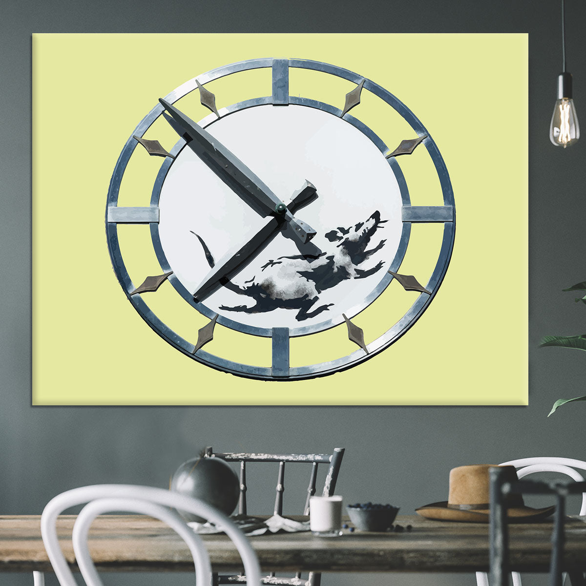 Banksy New York Clock Rat Yellow Canvas Print or Poster - Canvas Art Rocks - 3