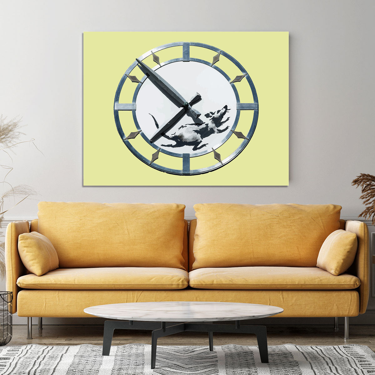 Banksy New York Clock Rat Yellow Canvas Print or Poster - Canvas Art Rocks - 4