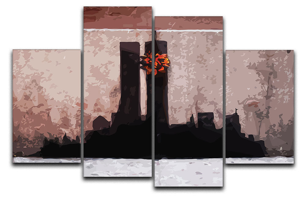 Banksy New York Twin Towers 4 Split Panel Canvas - Canvas Art Rocks - 1