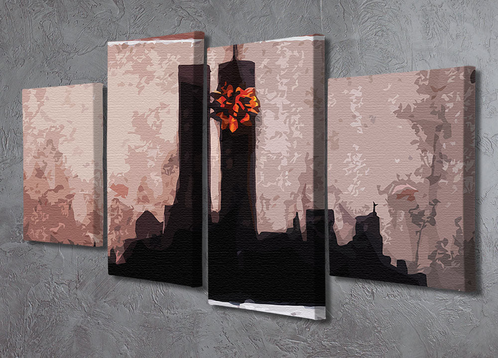Banksy New York Twin Towers 4 Split Panel Canvas - Canvas Art Rocks - 2