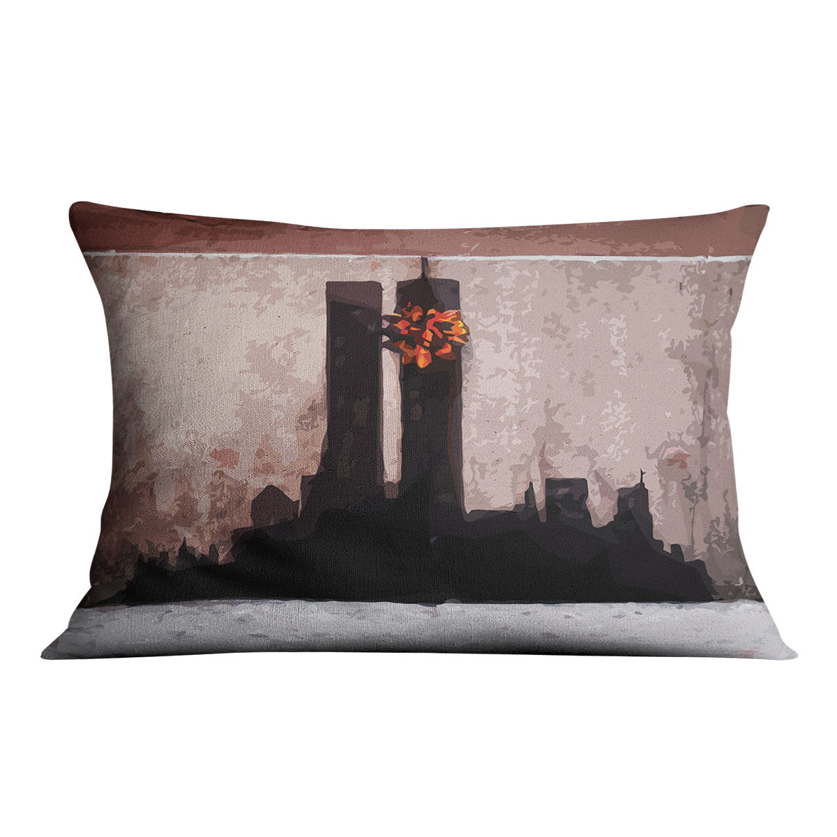 Banksy New York Twin Towers Cushion - Canvas Art Rocks - 4