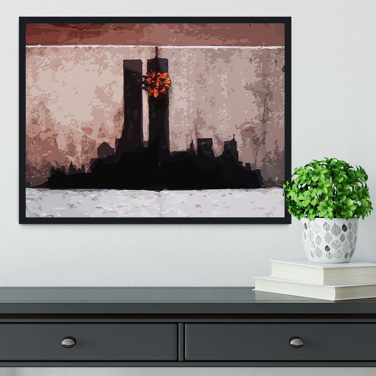 Banksy New York Twin Towers Framed Print - Canvas Art Rocks - 2