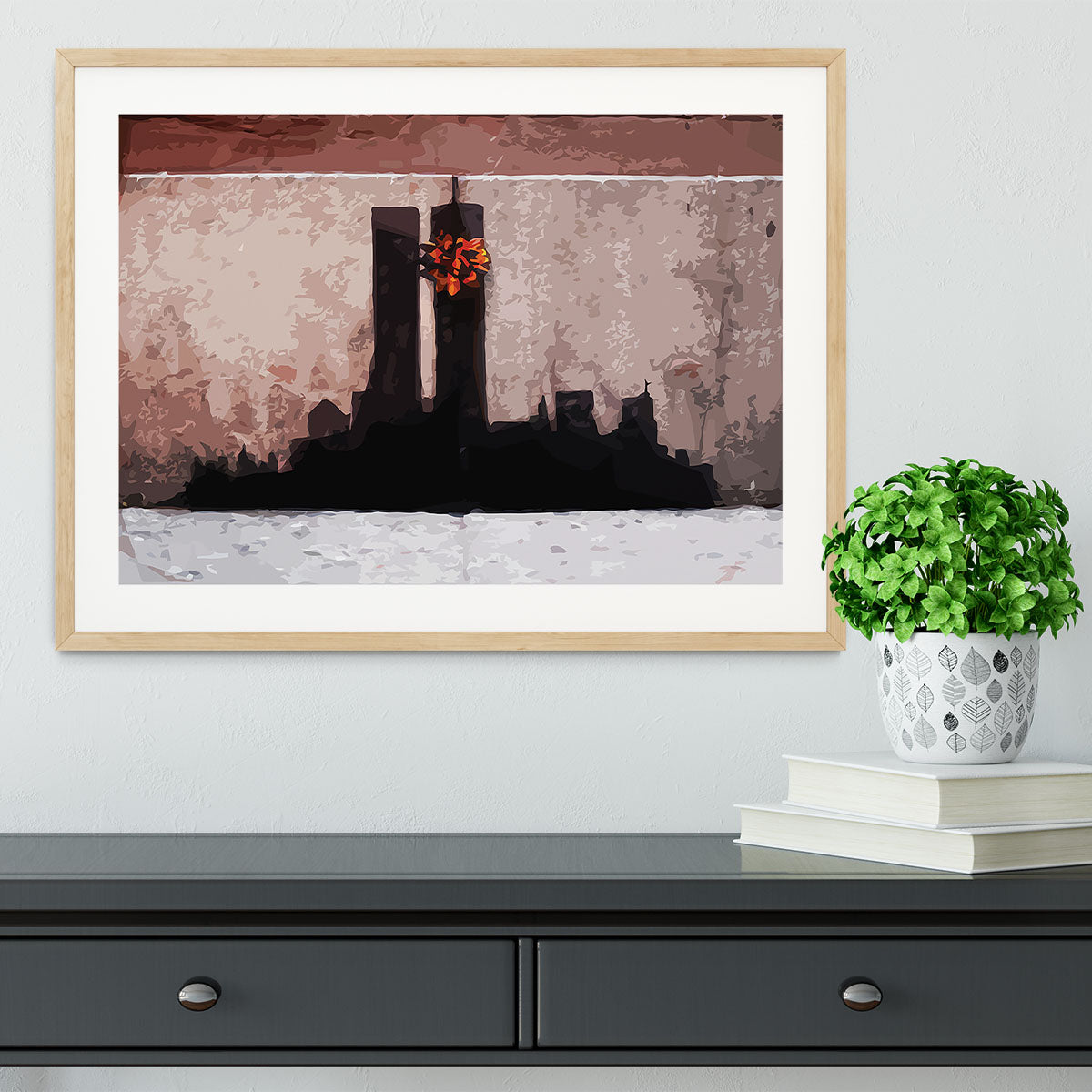 Banksy New York Twin Towers Framed Print - Canvas Art Rocks - 3