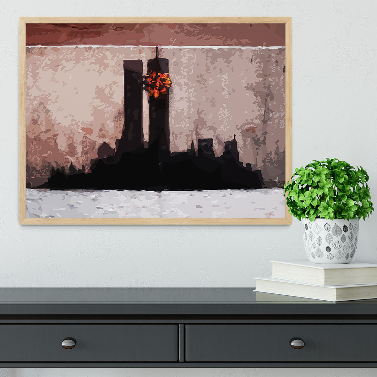 Banksy New York Twin Towers Framed Print - Canvas Art Rocks - 4