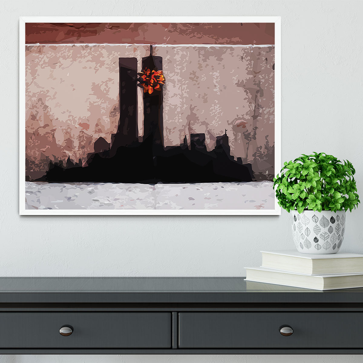 Banksy New York Twin Towers Framed Print - Canvas Art Rocks -6