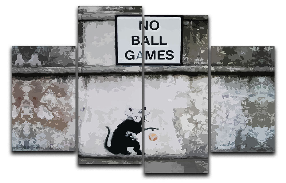 Banksy No Ball Games Rat 4 Split Panel Canvas - Canvas Art Rocks - 1