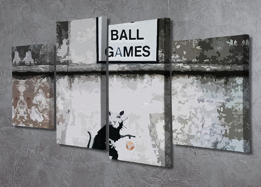 Banksy No Ball Games Rat 4 Split Panel Canvas - Canvas Art Rocks - 2