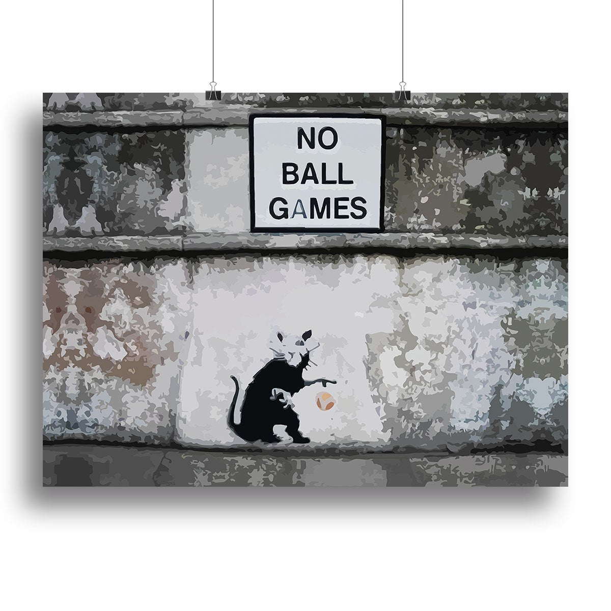 Banksy No Ball Games Rat Canvas Print or Poster