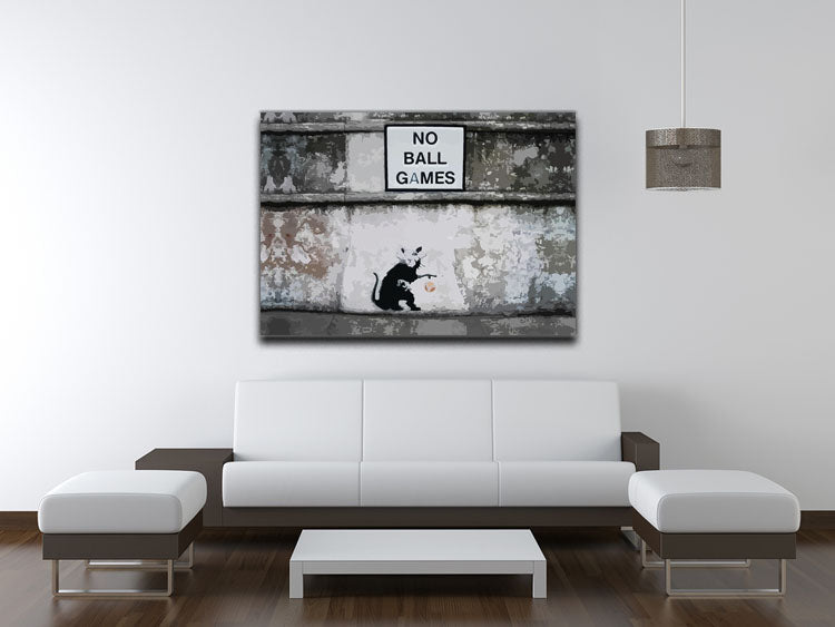 Banksy No Ball Games Rat Canvas Print or Poster - Canvas Art Rocks - 4
