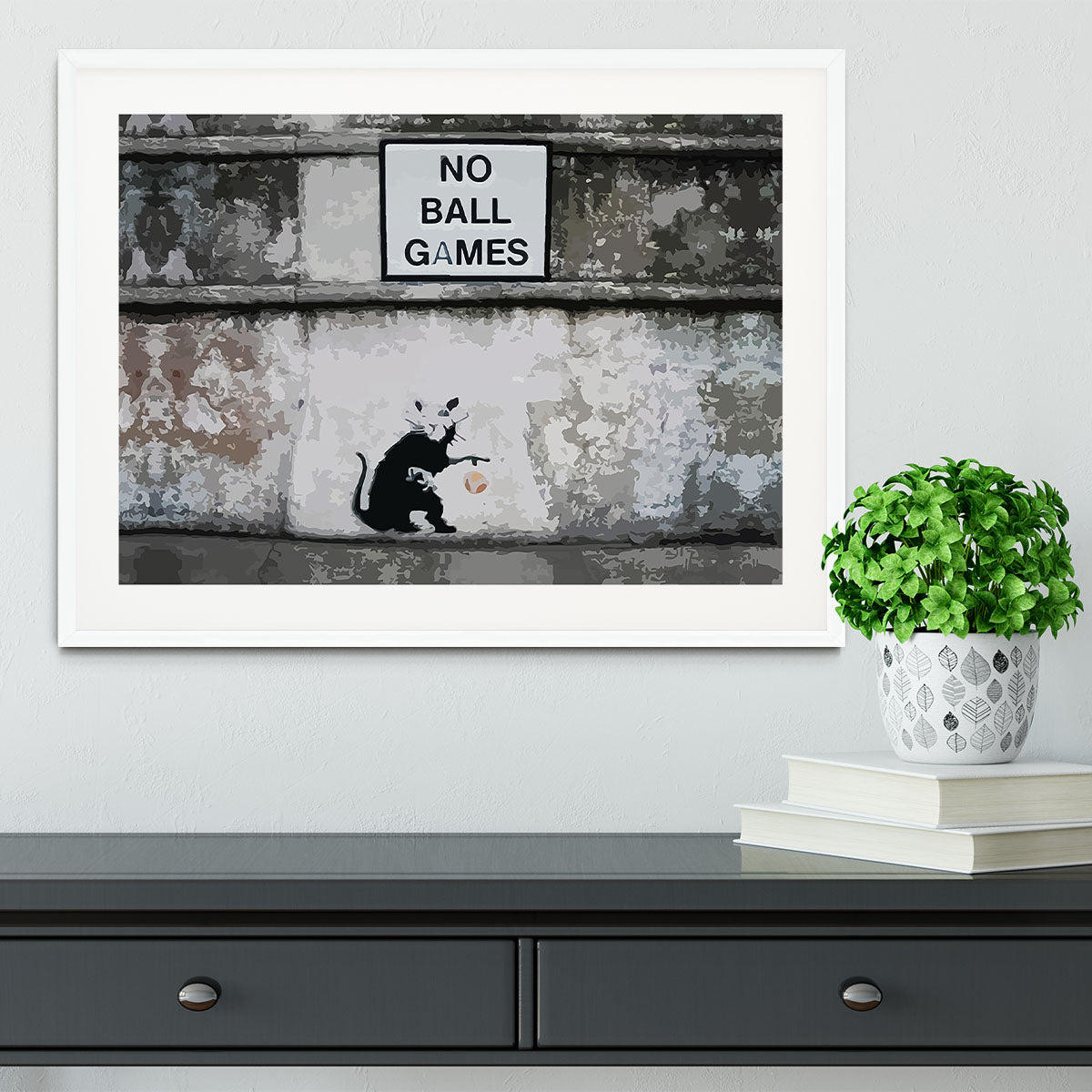 Banksy No Ball Games Rat Framed Print - Canvas Art Rocks - 5