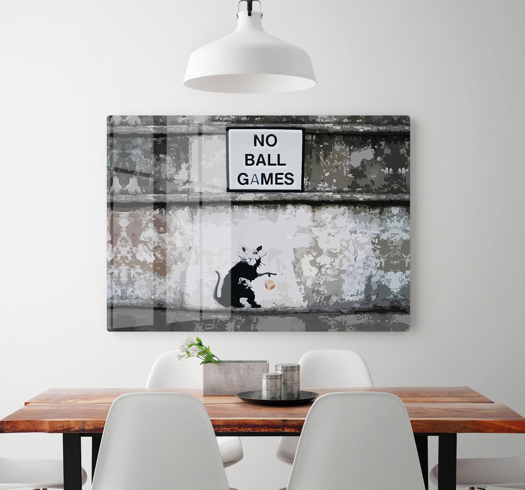 Banksy No Ball Games Rat HD Metal Print - Canvas Art Rocks - 2