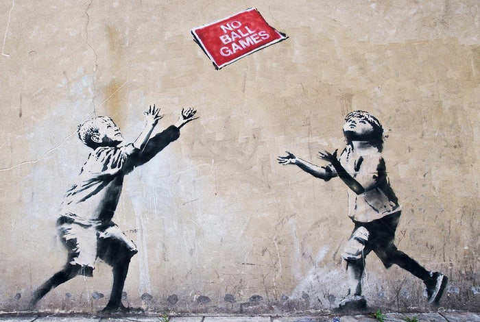 Banksy No Ball Games Wall Mural Wallpaper