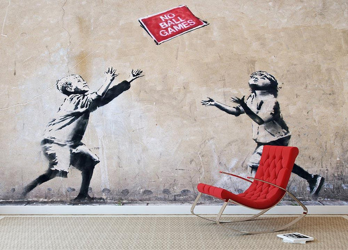 Banksy No Ball Games Wall Mural Wallpaper | Canvas Art Rocks