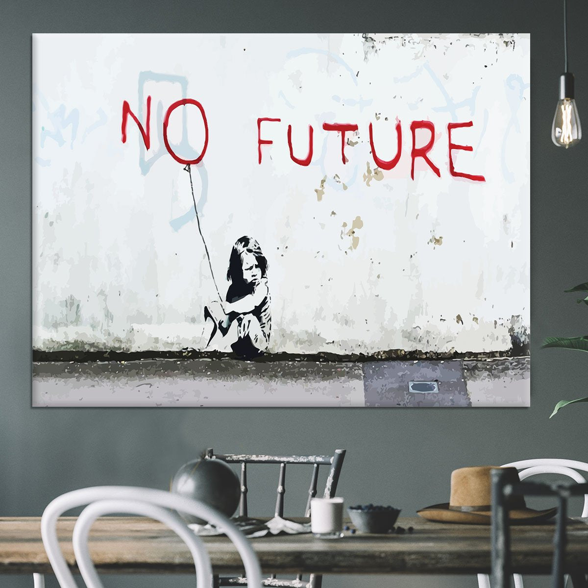 Banksy No Future Canvas Print or Poster