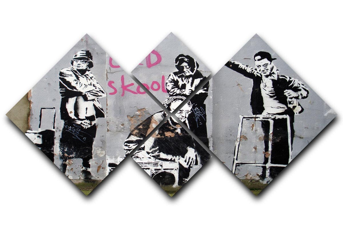 Banksy Old Skool 4 Square Multi Panel Canvas  - Canvas Art Rocks - 1