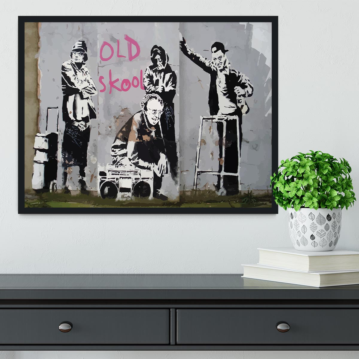 Banksy Old Skool Framed Print - Canvas Art Rocks - 2