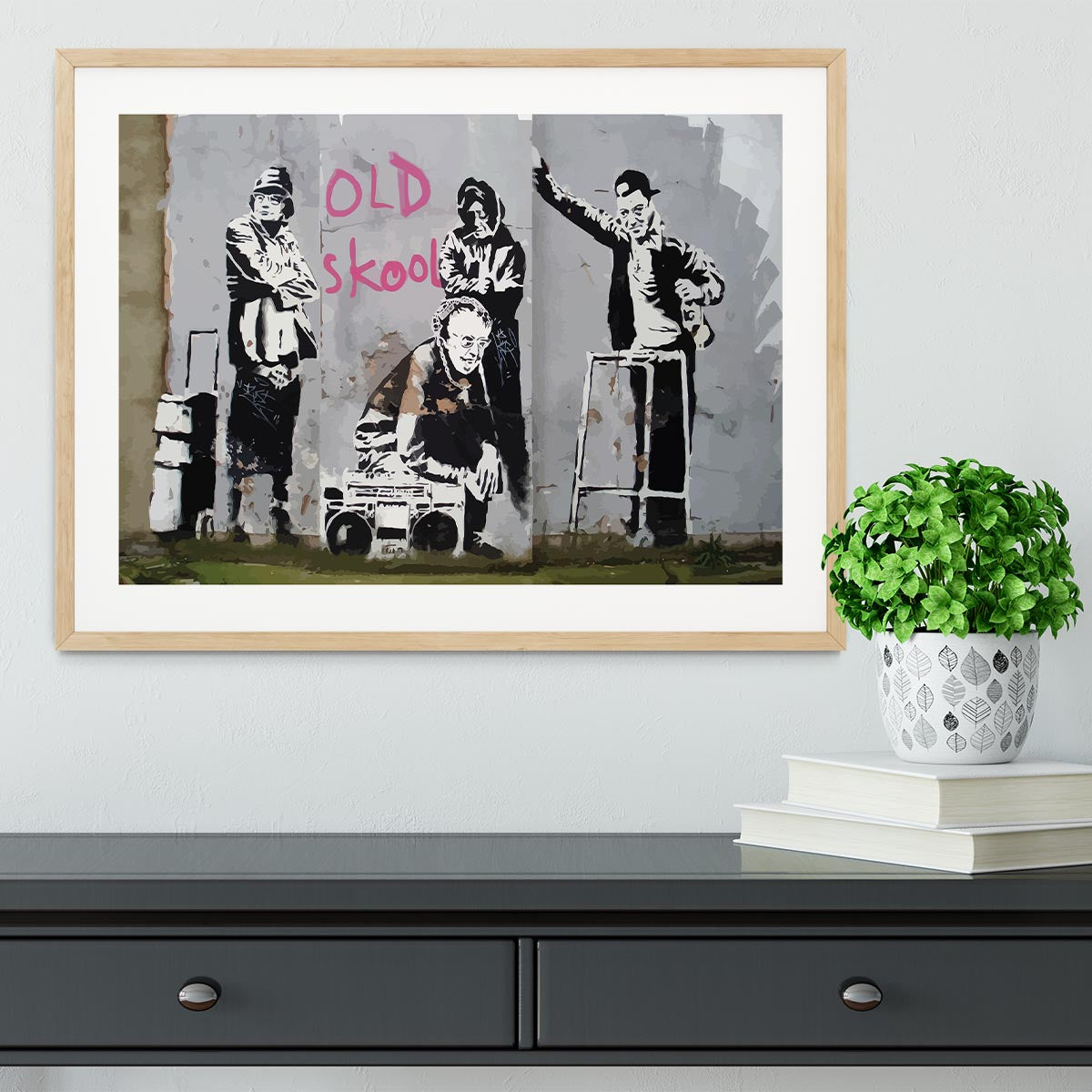 Banksy Old Skool Framed Print - Canvas Art Rocks - 3