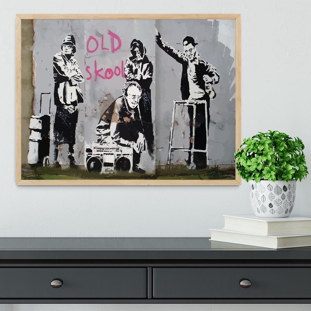 Banksy Old Skool Framed Print - Canvas Art Rocks - 4