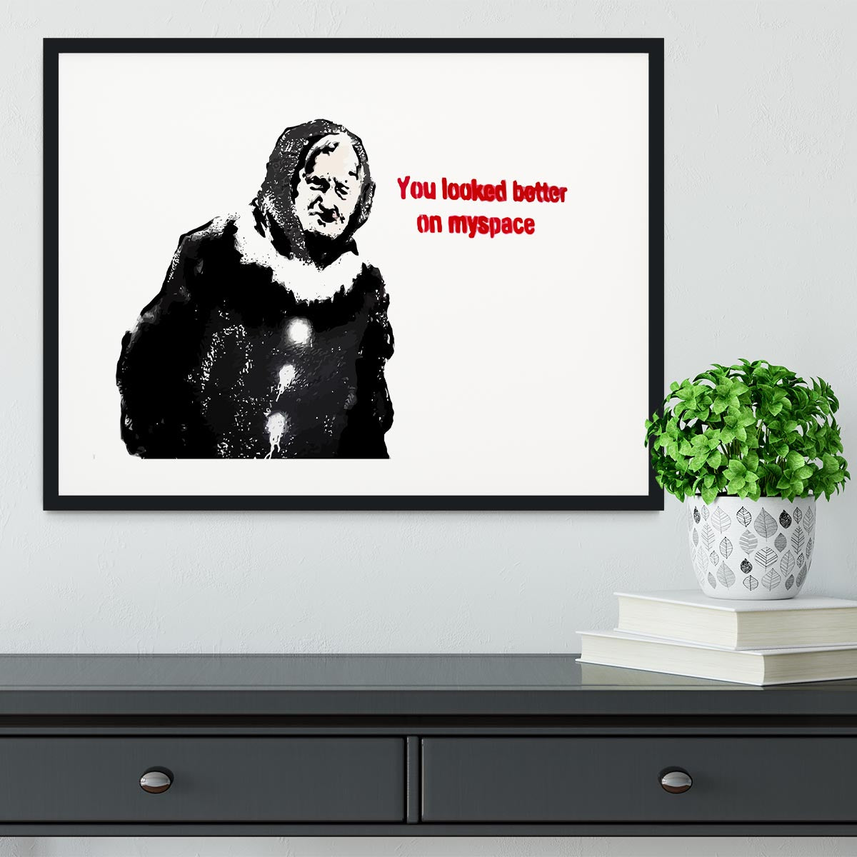 Banksy Old Woman MySpace Framed Print