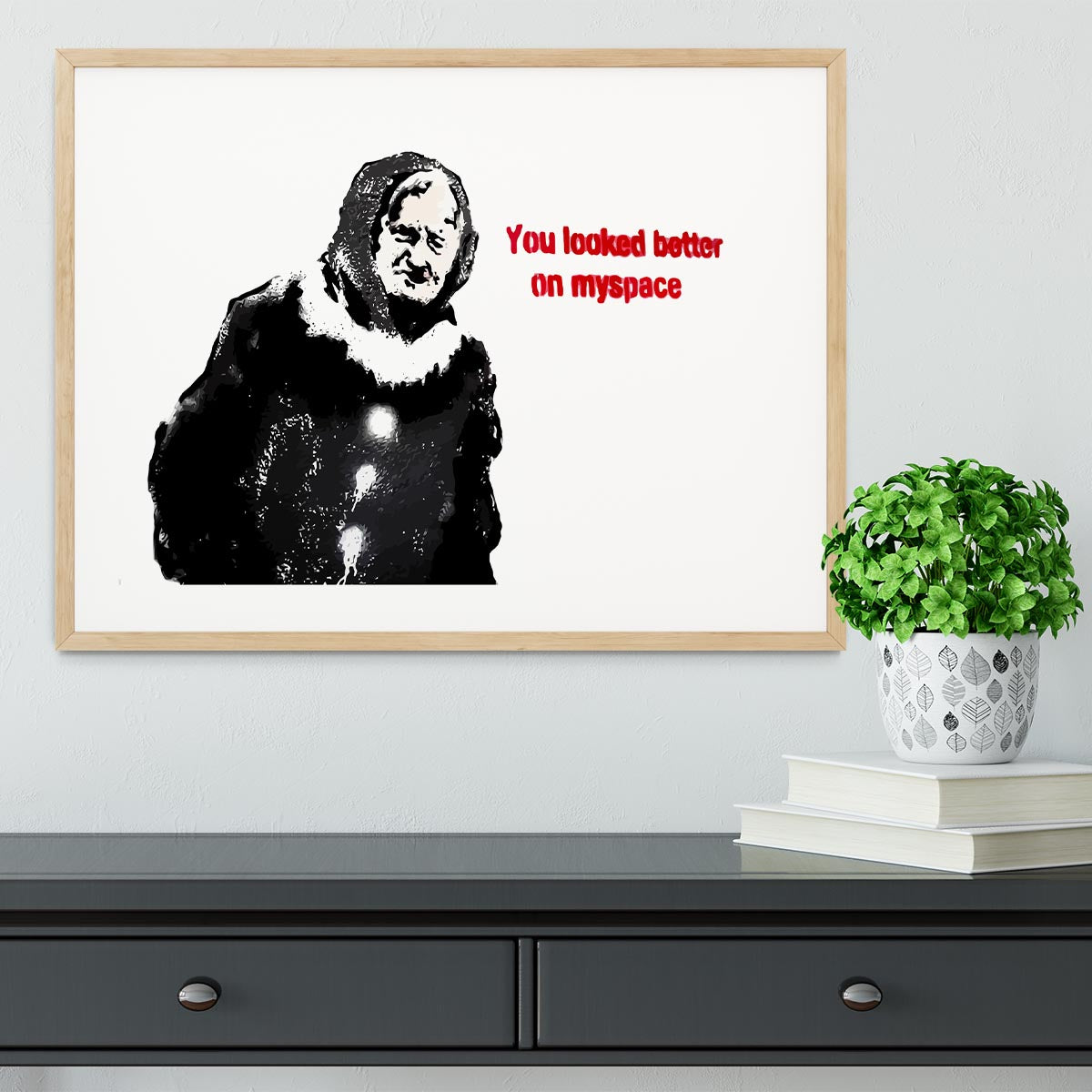 Banksy Old Woman MySpace Framed Print