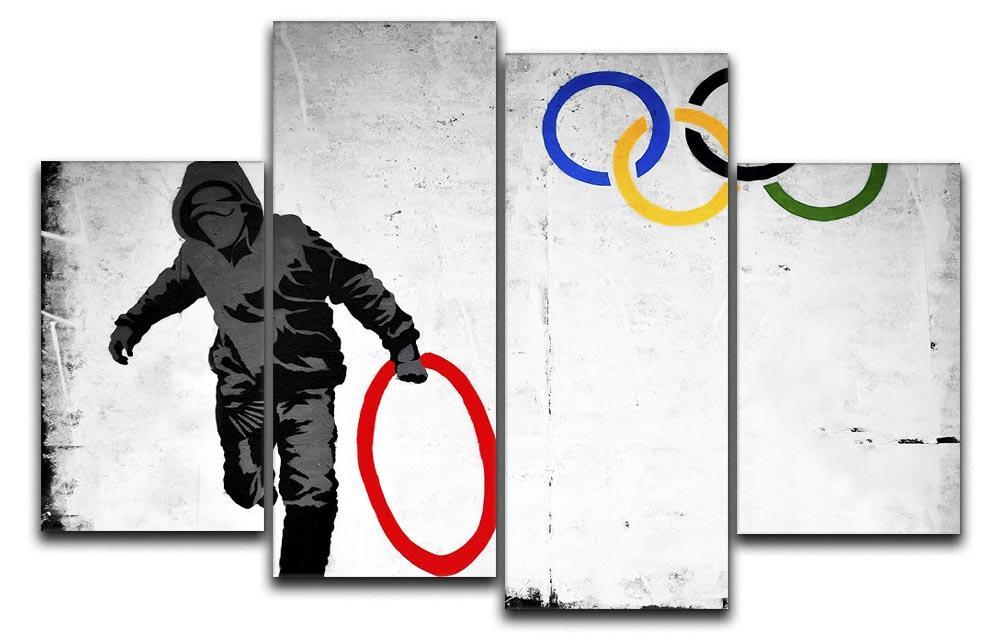 Banksy Olympic Rings Looter 4 Split Panel Canvas  - Canvas Art Rocks - 1