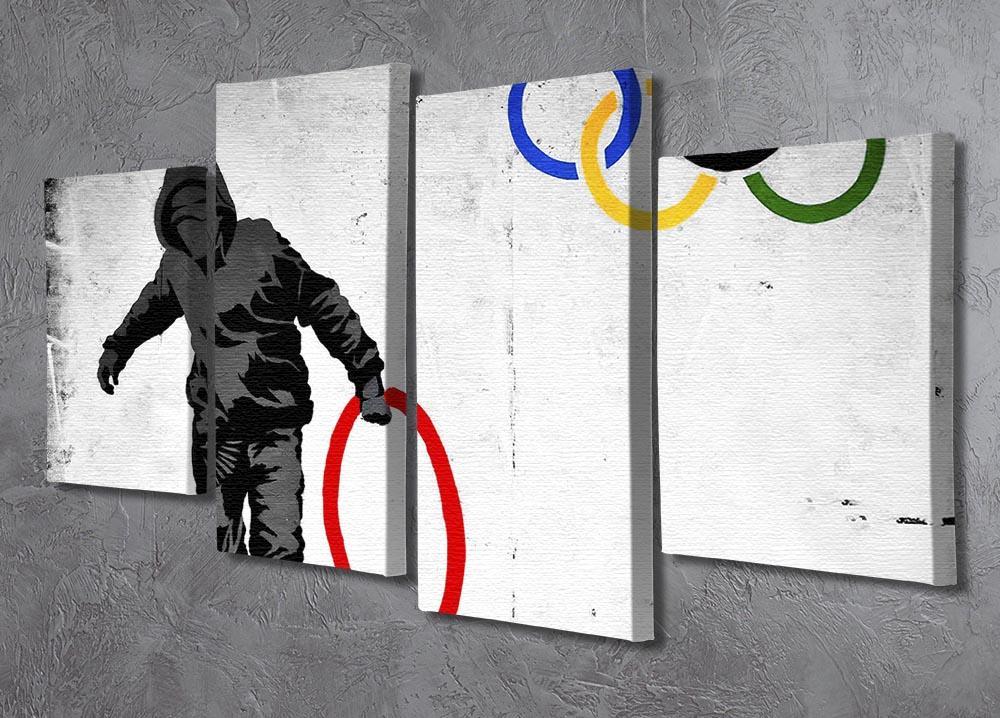 Banksy Olympic Rings Looter 4 Split Panel Canvas - Canvas Art Rocks - 2
