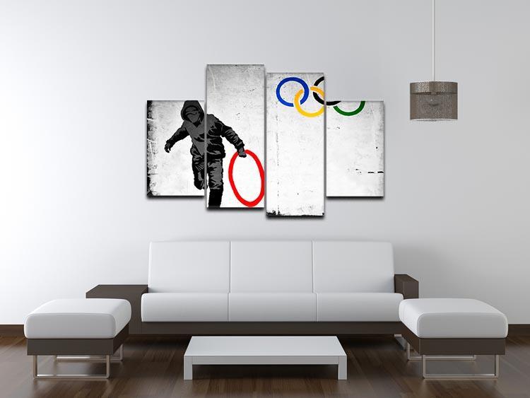 Banksy Olympic Rings Looter 4 Split Panel Canvas - Canvas Art Rocks - 3