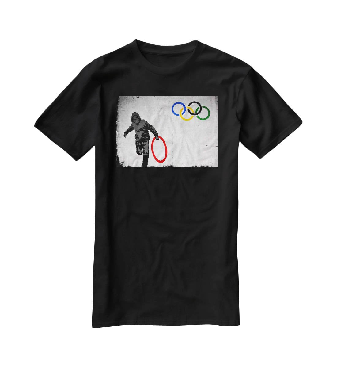 Banksy Olympic Rings Looter T-Shirt - Canvas Art Rocks - 1