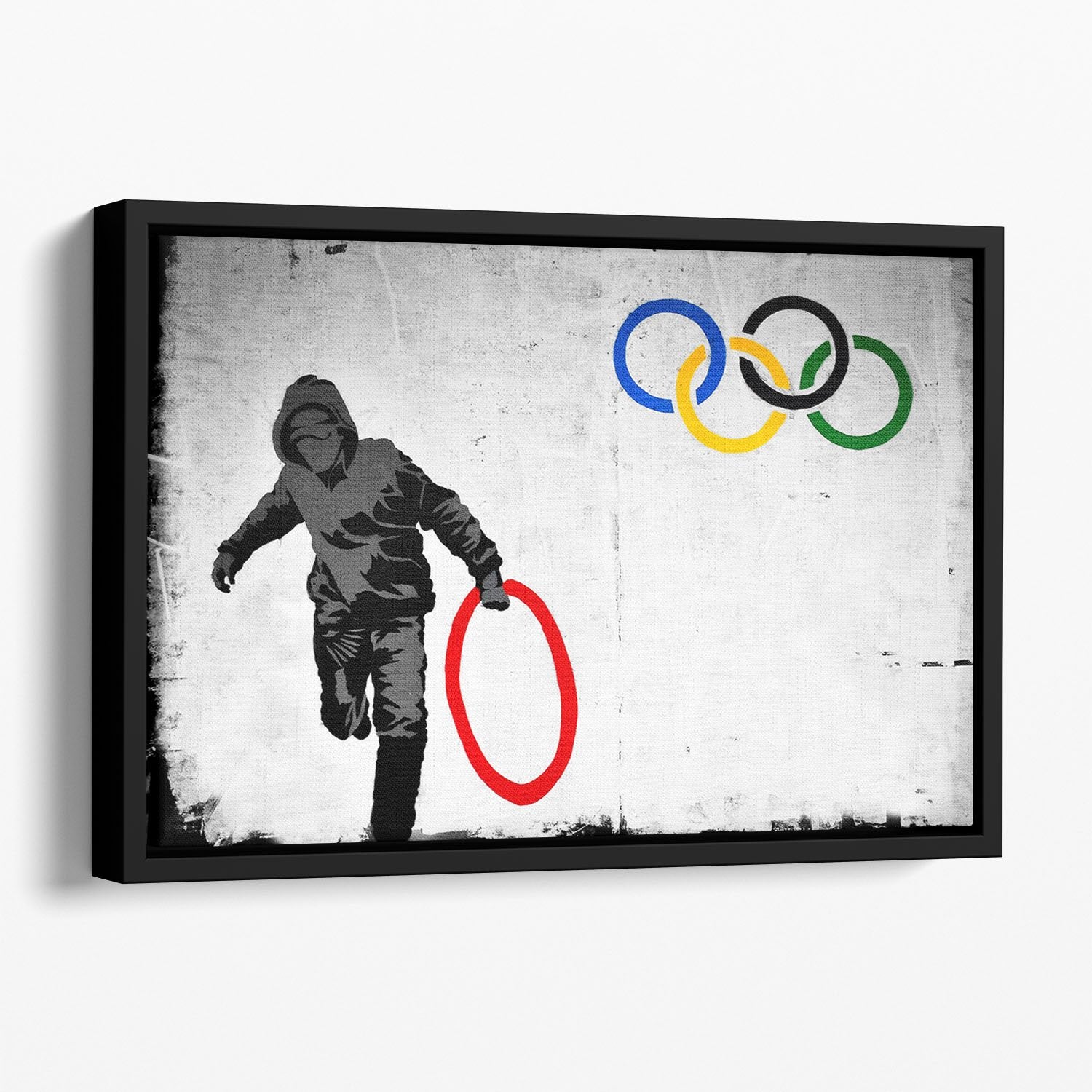 Banksy Olympic Rings Looter Floating Framed Canvas