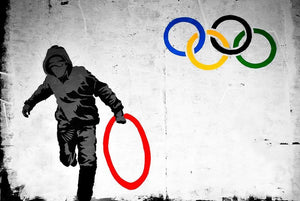 Banksy Olympic Rings Looter Wall Mural Wallpaper - Canvas Art Rocks - 1