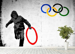 Banksy Olympic Rings Looter Wall Mural Wallpaper - Canvas Art Rocks - 4