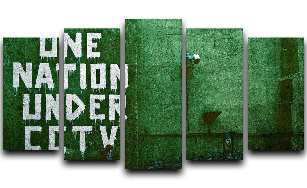 Banksy One Nation Under CCTV 5 Split Panel Canvas  - Canvas Art Rocks - 1
