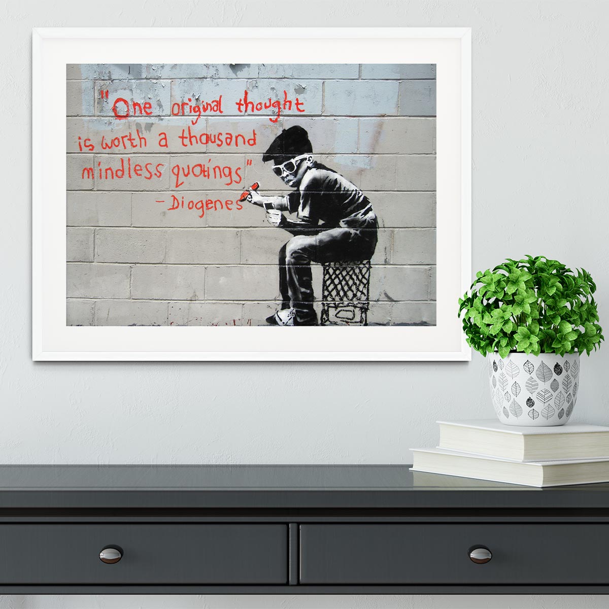 Banksy One Original Thought Framed Print - Canvas Art Rocks - 5