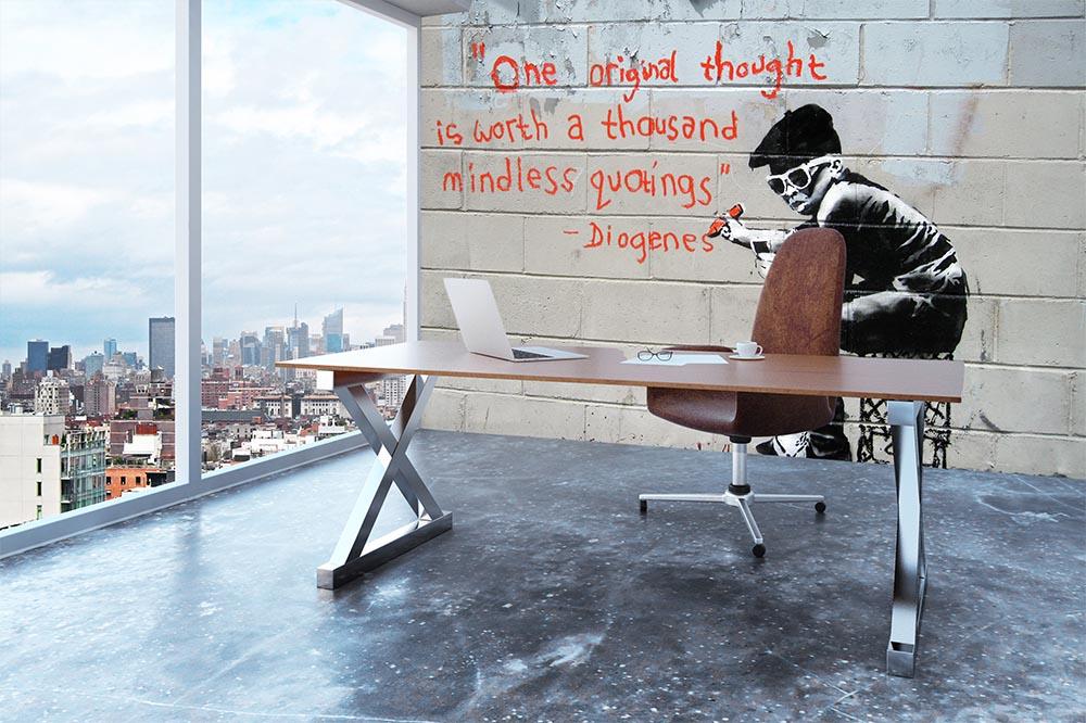 Banksy One Original Thought Wall Mural Wallpaper - Canvas Art Rocks - 3